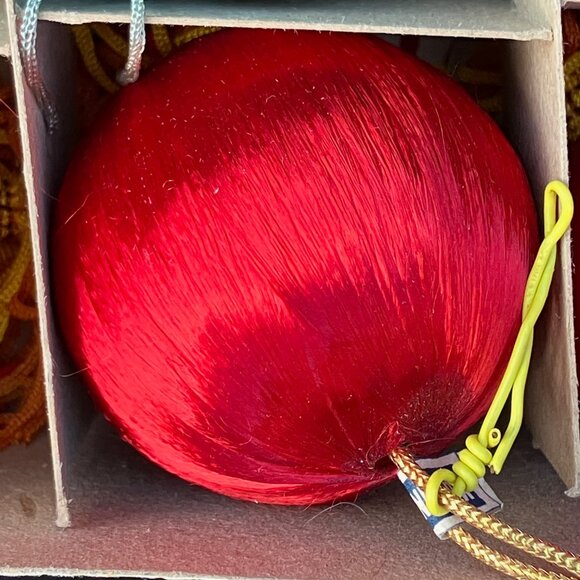 Vintage Japan Satin 1 3/4" Ornaments with Tassel -1 dozen boxed - Picture 10 of 13